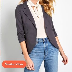 Black ModCloth blazer with pink interior; Sz Large